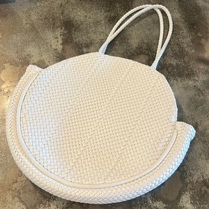 Anthropologie Alison White Woven Leather Bag NEW